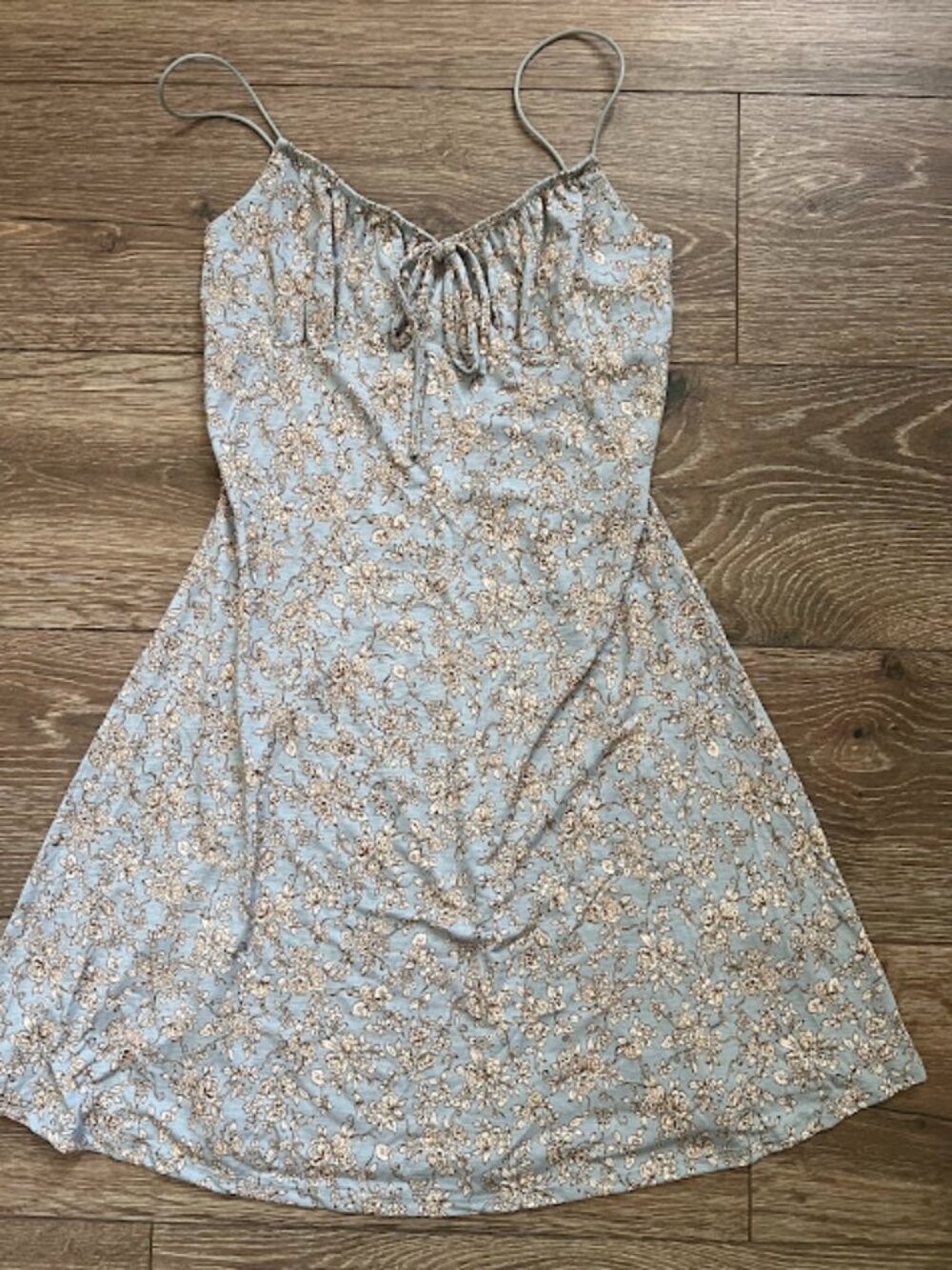 7DAY WKND Blue Floral Spaghetti Strap Tie Front Dress Size Small